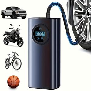 TEMU 타이어 공기 주입용 휴대용 에어 컴프레서, 에어 펌프, 자동차, , 자전거에 적합한 무선 에어 컴프레서, 스마트 자동 타이어 공기 주입기, 디지털 LCD 디스플레이, 농구 공 공기 주입, 경량 디자인, 충전식 배터리