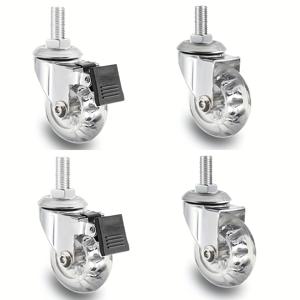TEMU 나사산이 있는 2인치 회전 바퀴 4개, 360도 회전하는 클리어 바퀴 특징, 부드러운 폴리우레탄 가구 바퀴가 있는 카트 및 프로젝트에 적합한 헤비 듀티 2인치 회전 바퀴 캐스터