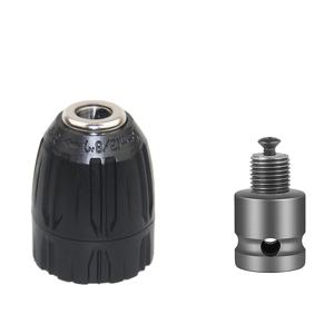 TEMU 2pcs 3/8-24UNF 헥스 소켓 드릴 비트 차크 키트, 드릴 차크 세트, 자체 잠금 키리스 드릴 비트, 금속 드릴 차크 컨버터, 전기 렌치에 적합, 0.8mm/0.08in에서 10mm/0.51in 비트까지