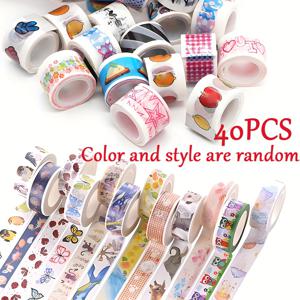 TEMU 40개/20개 랜덤 프린트 테이프, 찢을 수 있는 테이프, 스크랩북, 공예, 다이어리, 선물 포장용, 다양한 종류의 마스킹 테이프