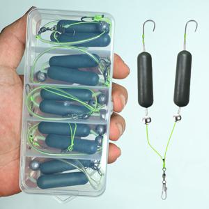 TEMU 바텀업 더블 훅 잉어 낚시 리그 5개 세트, 업그레이드된 부력 튜브가 포함된 완제품 잉어 훅 바텀업 리그, 루어 수정 낚시 리그, 바다 낚시용 베스 훅