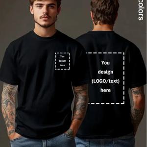 TEMU 맞춤형 100% 폴리에스터 반팔 티셔츠 - 앞뒷면 프린트, 캐주얼 여름 스타일, 팀 활동, 직장복, 댄스팀, 크리스마스, 주말룩 - 여름 컬렉션