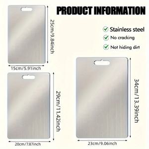 TEMU 3개 스테인리스 스틸 도마 세트 - 2025년 신형 업그레이드, 양면 디자인, 주방, 고기, 야채, 빵에 적합, 위생적이고 내구성, 휴대용