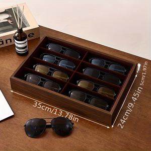 TEMU 월넛 나무 안경 케이스 트레이, 스크래치 방지 펄 나무 안경 홀더 보관 상자, 주얼리 디스플레이 트레이, 원목 안경 정리함, 고급스러운 데스크탑 정리함, 완벽한 선물 옵션, 주얼리 상자