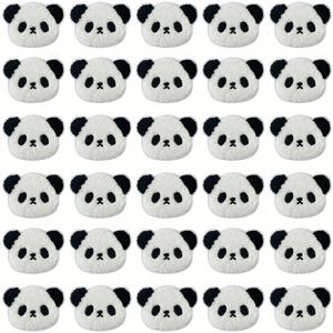 TEMU 30개 2인치 셸리니 자수 아이언 온 패치 귀여운 판다 머리 DIY, 배낭 및 모자에 적합