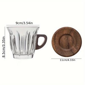 TEMU 코스터, 밀크 컵, 티 컵, 손잡이가 달린 라떼 컵이 포함된 유리 커피 컵 세트. 잡기 쉬우며 카페, 가정용, 레스토랑에 적합합니다.