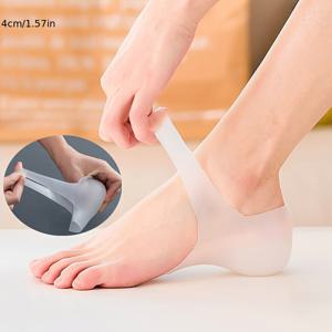 TEMU 1쌍 여성 남성용 2-4cm 실리콘 발뒤꿈치 깔창, 보이지 않는 키 높이 증가 깔창