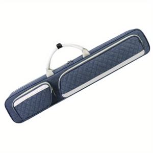 TEMU 빌리어드 큐를 위한 튼튼한 옥스포드 원단 가방. 7개의 칸막이가 있는 한 개 또는 두 개의 큐 스틱을 보관하도록 설계되었으며, 편안하고 쉽게 휴대할 수 있도록 단일 어깨 스트랩이 있습니다.