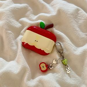 TEMU 귀여운 빨간색 3D 애플 코어, 에어팟 프로 1세대, 2세대, 3세대, 4세대 무선 이어폰 케이스 보호에 적합