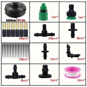 TEMU 자동 물방울 관수 키트 정원-4/7mm, 황동 분무 노즐 장착, 잔디, 화분 식물 및 온실에 적합, 잔디 자동 물방울 관수 시스템, 화분 식물 온실