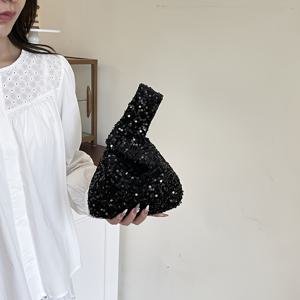 TEMU 패셔너블 시퀸 여성 손목 가방 - 매듭 잠금 - 반짝이는 시퀸 - 다양한 행사에 적합 - 디너 파티 - 생일 파티 - 여행용 휴대폰 및 동전 지갑