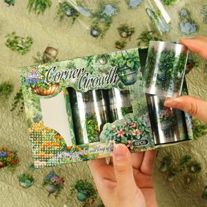 TEMU 6롤 신선한 천연 테마 스크랩북 테이프 스티커 | 녹색 식물 화분과 꽃병 PET 방수 패턴, 다기능 절단 가능한 테이프 아트 콜라주, 카드, 저널, 물병, 컴퓨터 및 휴대폰 DIY 공예 장식용, 롤 스티커, 콜라주 재료 새, 와시 테이프, 펫 테이프 스티커 롤, 마스킹 테이프, 데코레이티브 테이프|카드스티커