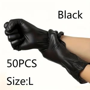 TEMU 50개입 검정색 일회용 장갑 - 두껍고 편안한 청소, 설거지, 페인팅, 애완동물 목욕 등에 적합 - 방수, 고품질 다기능 청소용품, 다양한 사이즈 옵션