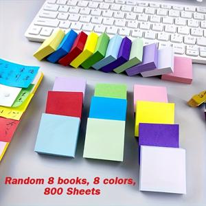 TEMU 800개 이상의 사각 스티커 메모, 신학기 용품으로 완벽, 11가지 색상과 다양한 크기의 자체 접착 메모 패드, 사무실, 학교 및 가정용으로 적합.