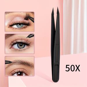 TEMU 50개 일회용 핀셋 - 인조 속눈썹 & 속눈썹 연장용, 고탄성 플라스틱 정밀 팁 핀셋, 데일리 메이크업, 네일 아트, 매니큐어 & 페디큐어용 - 무향, 전원 불필요, 뷰티 도구, 세련된 디자인, 내구성 있는 구조, 핀셋