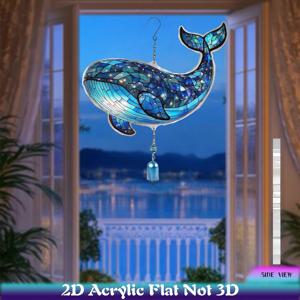 TEMU 1 대형 고래 풍경 체인과 종이 장식 - 우아한 고래 꼬리 장식, 파티오/현관/거실용 - 전기 필요 없음, 실내외 간편 걸이형 데코 - 완벽한 집들이 선물, 고래 오너먼트, 현관 액세서리, 생동감 있는 색상, 내구성 구조, 매달기 디자인