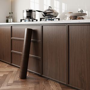 TEMU 블랙 우드 그레인 접착식 컨택트 페이퍼 - 방수, 내유성, 내열성, 탈부착 가능한 인조 나무 베니어, 사무실 책상, 식탁, 가구 리모델링용 주방 스티커|시트지