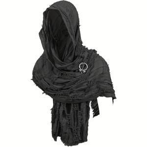 TEMU 보로크가 달린 디스트레스드 스카프 숄이 특징인 투피스 세트입니다. 중세 바이킹 망토 스타일이며 할로윈 의상 및 액세서리에 완벽합니다.