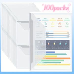 TEMU 100개입 33x23cm 두꺼운 A4 사이즈 문서 가방, 투명한 PP 방수 보관 가방 스냅 클로저 포함, 대용량, 가정 및 사무실, 학교 문서 수납에 적합|방수가방