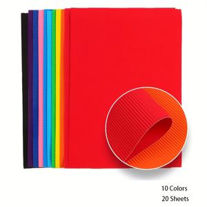 TEMU 20장 골판지 크래프트 용지, 10가지 혼합 밝은 색상 - DIY 아트 프로젝트 및 핸드크래프트용 창의적인 웨이브 디자인, A4 8.3x11.7인치/21x29.7cm|A4용지