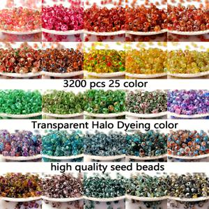 TEMU 3200개 3mm (8/0) 유리 씨앗 비즈 키트 - 25가지 투명 옴브레 컬러, 5g/봉지, 총 125g (4.41oz), 비즈 자수, 인형 의류 디자인, 주얼리 제작, 미니어처 공예에 이상적 | 루즈 비즈 소품 - 공예 애호가를 위한 완벽한 선물, 스타일,라운드 비드워크,내구성 있는 소재,DIY
