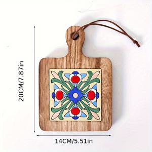 TEMU 뜨거운 요리용 나무 삼각대, 보관 브래킷이 있는 꽃무늬 나무 코스터, 내열 주방 매트, 빈티지 단열 매트, 주방 냄비 거치대, 냄비와 팬용 삼각대, 핫 패드로 작업대 크리스마스 장식 가능