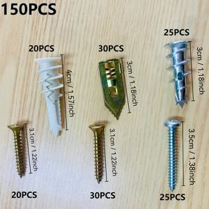 TEMU 150개 세트 박스형 자가 드릴링 드라이월 앵커 및 스크류 세트 - 아연 합금 앵커 및 스크류 25세트 - 갈바나이징 탄소강 자가 드릴링 앵커 및 스크류 30세트 - 자가 태핑/나사형 플라스틱 드라이월 앵커 및 스크류 20세트