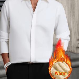 TEMU 남성 텍스처 칼라 캐주얼 셔츠, 패딩 보온 긴팔 셔츠 탑, 버튼 디테일, 솔리드 컬러 다용도 캐주얼 스타일, 데일리 레저, 아웃도어 활동, 라이트 비즈니스, 포멀 행사에 적합