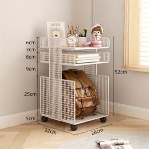 TEMU 오피스 모바일 스토리지 선반, 휠이 달린 소형 책상 밑 파일 캐비닛 – 화이트 메쉬 디자인, 조절 가능한 홈/사무실/주방용 다목적 서류 정리대, 독서 및 문서 랙|책꽂이