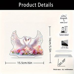 TEMU 2D 플랫, 1개 로맨틱 스완 아크릴 장식품 L자형 베이스 - 홈, 농가풍, 사무실, 침실용 테이블탑 오너먼트 - 전기 필요 없음, 연중 휴일 선물, 2D 플랫