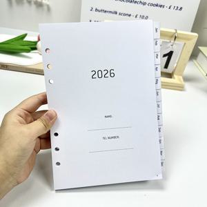 TEMU 2026 플래너 리필 A5 바인더 사이즈 6홀 주간 & 월간 플래너, 1주/2페이지 레이아웃, 탭 달별 섹션, 비밀번호 기능 - 저널링, 비즈니스, 사용 - 두꺼운 100 GSM 종이, 1월-12월 다이어리 인서트|캘린더