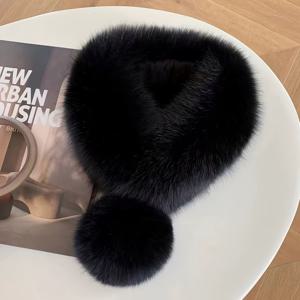 TEMU 포멜로미가 돋보이는 스타일리시 여성용 스카프 1개. 바람에 강하고 장식적인 디자인, 한국 스타일 플러시 칼라, 편안함과 패션을 위한 조절 가능한 핏 제공.