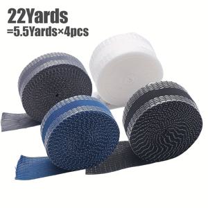 TEMU 4롤 혼합 컬러 세트, 다림질용 밑단 처리, 총 길이 22야드 (1롤당 5.5야드), 세탁 가능, 바지 및 의류 다리미용, 화이트, 블랙, 그레이, 블루