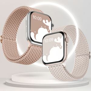 TEMU 2개 세트 애플워치 밴드 - 시리즈 10/9/8/7/6/5/4/3/2/1, SE/Ultra/Ultra 2 호환, 신축성 나일론 솔로 루프 스트랩, 조절 가능한 사이즈 (38mm/40mm/41mm/42mm/44mm/45mm/46mm/49mm), 여성&남성용, 편안한 착용감, 패션 디자인, 매일 사용 가능