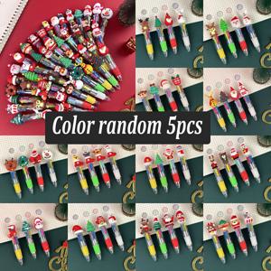 TEMU 크리스마스 미니 볼펜 5개 세트 - 4가지 생생한 색상, 카툰 사슴과 디자인, 리트랙터블 오일 베이스 잉크 펜, 저널링 및 선물용, 할로윈 선물, 크리스마스 선물, 선물용