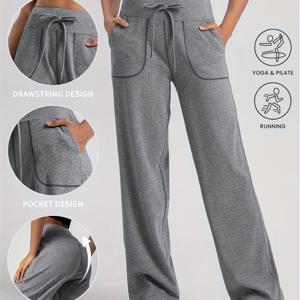 TEMU 여성 레그 스포츠 바지, 혼방 소재, 세탁기 사용 가능, 사계절 내내 편안함, 캐주얼 트라우저 | 부드러운 질감의 원단