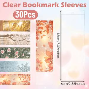 TEMU 30개 투명 플라스틱 북마크 슬리브, 구멍이 있는 DIY 빈 책갈피 – 학교, 사무실 & 파티 장식용 (7.09 x 2.36 인치)