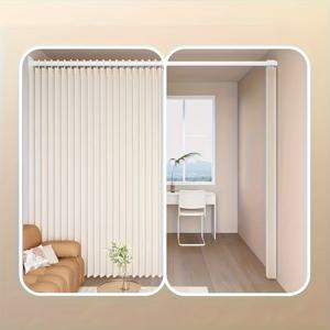 TEMU 1개 현대식 접이형 파티션 커튼 - 플라스틱 후크 포함, 라이스 그레이 디자인, 다양한 사이즈, 침실·복도·거실용, 고품질 패널, 내구성 있는 원단, 공간 분리기, 홈 데코, 컨템포러리 스타일, 디자인, 가벼운 소재, 간편 설치, 장식용 스크린, 인테리어 및 홈 데코레이터를 위한