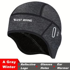 TEMU WEST BIKING 겨울용 자전거 모자 헬멧 라이너 빠른 건조 싸이클링 헤드폰 포트, 고탄력 & 통기성 귀 보온 장치 남녀 공용, 스포츠 자전거 헤드웨어|자전거헬멧|자전거