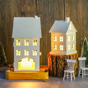 TEMU 2개 소형 세트 메탈 하우스 촛대 화이트 러브 캐빈 촛대 철제 티라이트 촛대 정원 장식 장식품 휴일 분위기 장식 공예품 (촛불 미포함)