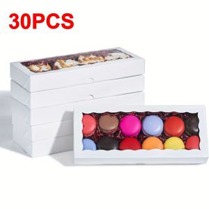 TEMU 30개입 12 x .5인치 크래프트/화이트 스퀘어 쿠키 박스, 투명 창문 디자인, 베이킹 제품, 디저트, 스낵용