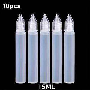 TEMU 10개 15ml 화이트 플라스틱 접착제 애플리케이터 스퀴즈 병, 정밀 노즐 포함 - 종이 공예, DIY 스크랩북 및 공예 용품에 이상적, 재사용 가능, 손세탁 전용, 공예 접착제 애플리케이터|투명 디자인|내구성 있는 플라스틱, 공예용 접착제
