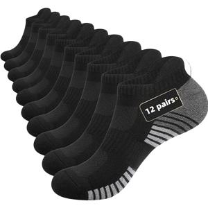 TEMU 검정색 및 흰색 스포츠 양말 12켤레 세트, 가을/겨울에 적합, 흡습성, 통기성, 남녀 공용, 캐주얼 양말, 휴일 선물로 완벽, 러닝, 하이킹 및 기타 스포츠에 이상적, 귀걸이형 로우컷 디자인. 섬유 소재.