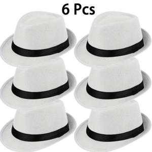 TEMU LERDU 1920년대 스타일 파나마 모자 6개 세트 – 남녀 공용의 영원한 소프트 코스튬 모자, 가atsby 파티, 재즈 이벤트, 할로윈, 테마 모임, 학교 공연 및 포토 부스에 적합