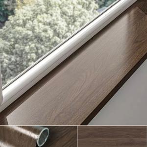 TEMU 비닐 창틀 스티커 - 쉬운 붙이기 & 떼기, 내구성 강한 스크래치 방지 레트로 디자인, 라이트 베이지 & 브라운 우드 그레인, 인테리어 디자이너용 홈 데코 업그레이드, 창틀 장식, 디자이너급 마감|스티커