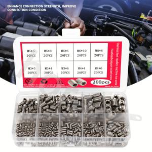 TEMU 200개 스테인리스 스틸 육각 헤드 나사 - 내식성, 캐비닛 손잡이 및 가구용 고정핀 - 투명 플라스틱 정리 트레이 포함