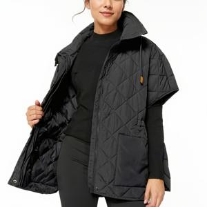 TEMU 플러스 사이즈, 고품질 캐주얼 퀼트 조끼 - 하이 스탠드 칼라 & 지퍼 프론트, 와이드 컷 재킷, 스플릿 헴, 신치 웨이스트, 세탁기 사용 가능한 아우터 - 봄, 가을, 겨울 레이어링용 솔리드 컬러 소프트 경량 패딩 질레트, 추운 날씨용 아우터웨어