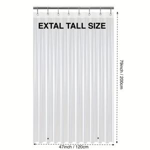 TEMU 1개 투명 샤워 커튼 라이너, 자석 포함, PEVA 경량 욕실용 샤워 커튼 12개의 플라스틱 후크 및 방청 그로메트, 추가 긴 길이의 투명 샤워 커튼, 욕실 액세서리|샤워커튼