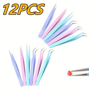 TEMU 12개 가정용 금속 핀셋 세트, 정원 분재 핀셋 키트, 직각 및 굽은 팁 공예 도구, 할로윈 & 크리스마스 DIY 장식용, 크리스마스에 최적