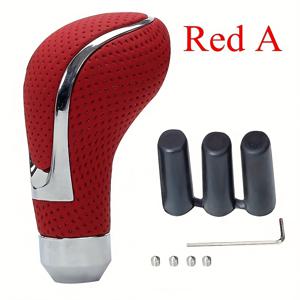 TEMU 정품 PU 가죽 블랙 레드 기어 시프트 노브 자동차 수동 변속기 핸들